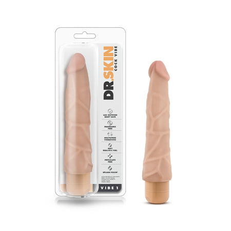 Blush Dr. Skin Vibe 1 Realistic 9 in. Vibrating Dildo Beige - Not Very Vanilla