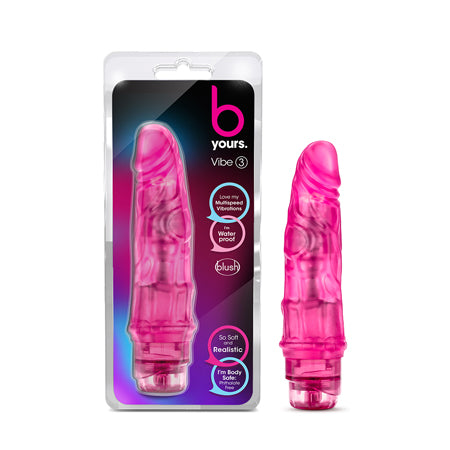 Blush B Yours Vibe 3 Realistic 7.75 in. Vibrating Dildo Pink - Not Very Vanilla