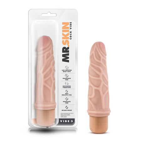 Blush Dr. Skin Vibe 3 Realistic 7.25 in. Vibrating Dildo Beige - Not Very Vanilla