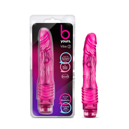 Blush B Yours Vibe 2 Realistic 9 in. Vibrating Dildo Pink - Not Very Vanilla