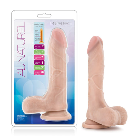 Blush Au Naturel Mister Perfect 8.5 in. Posable Dual Density Dildo with Balls & Suction Cup Beige - Not Very Vanilla