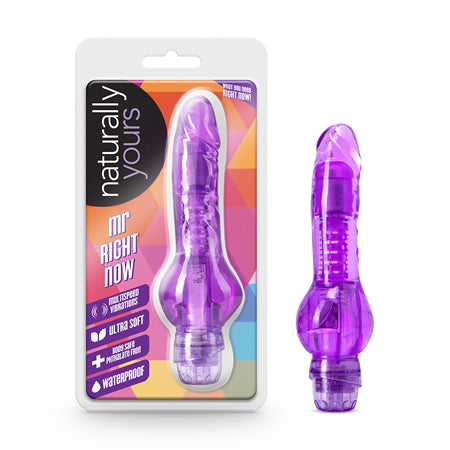 Blush Naturally Yours Mr. Right Now 6.5 in. Vibrating Dildo Purple - Not Very Vanilla