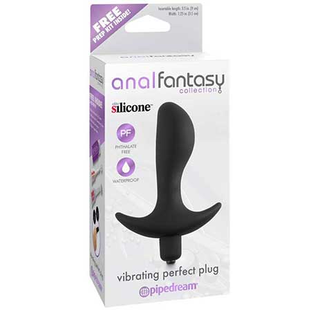 Pipedream Anal Fantasy Collection Silicone Vibrating Perfect Plug Black - Not Very Vanilla