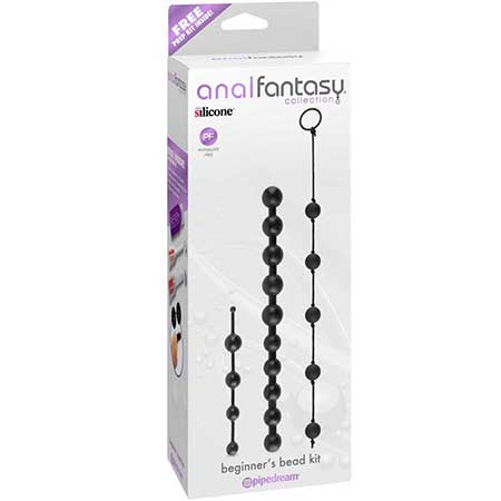 Pipedream Anal Fantasy Collection 3-Piece Silicone Beginner's Bead Kit Black - Not Very Vanilla