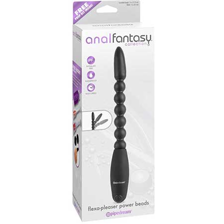 Pipedream Anal Fantasy Collection Vibrating Bendable Flexa-Pleaser Power Beads Black - Not Very Vanilla