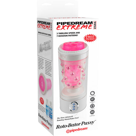 PDX Roto-Bator Pussy Rotating Masturbator Clear/Pink - Not Very Vanilla