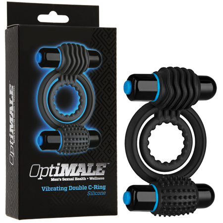 OptiMALE – Vibrating Double C-Ring Black - Not Very Vanilla