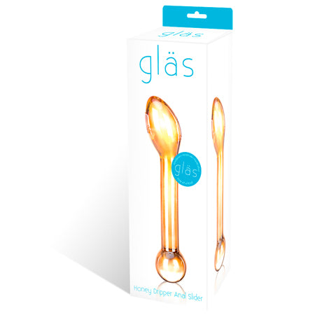 Glas 7 in. Honey Dripper Anal Slider Prostate Stimulating Glass Dildo - Not Very Vanilla