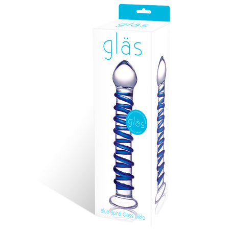 Glas 7.5 in. Blue Spiral Glass Dildo - Not Very Vanilla