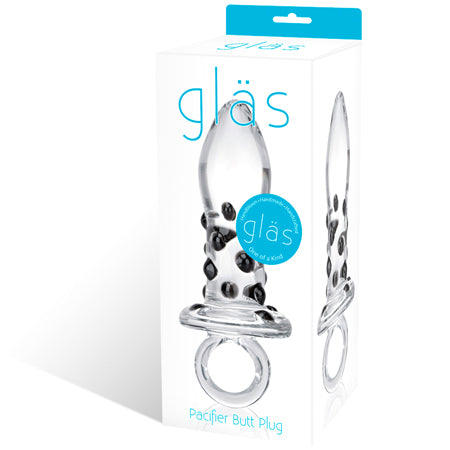 Glas 5 in. Pacifier Glass Butt Plug with Ring Handle - Not Very Vanilla