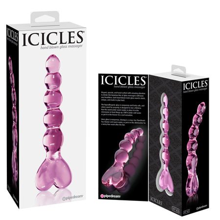 Icicles No. 43 Glass Massager with Heart-Shaped Handle Pink - Not Very Vanilla