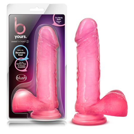 Blush B Yours Sweet 'n Hard 2 Realistic 7.75 in. Dildo with Balls & Suction Cup Pink - Not Very Vanilla