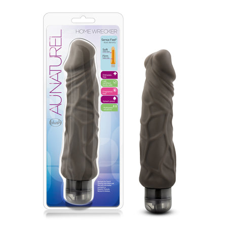 Blush Au Naturel Home Wrecker 9.5 in. Dual Density Vibrating Dildo Brown - Not Very Vanilla