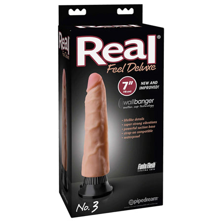 Pipedream Real Feel Deluxe No. 3 Realistic 7 in. Vibrating Dildo With Suction Cup Beige - Not Very Vanilla