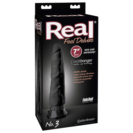 Pipedream Real Feel Deluxe No. 3 Realistic 7 in. Vibrating Dildo With Suction Cup Black - Not Very Vanilla