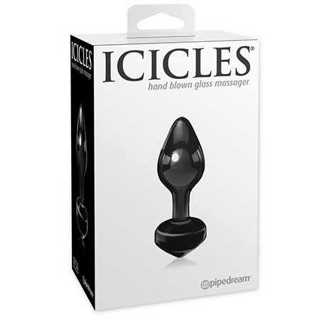 Pipedream Icicles No. 44 Glass Anal Plug 3.25 in. Black - Not Very Vanilla