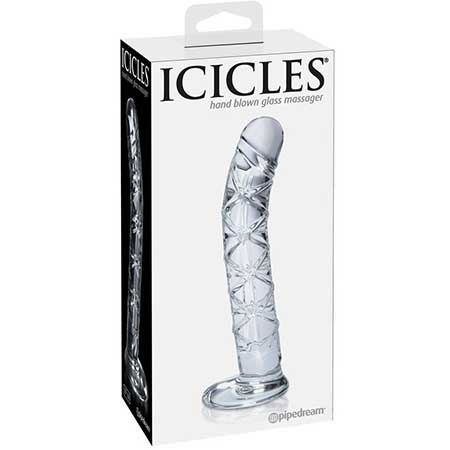 Pipedream Icicles No. 60 Curved Ribbed 6.5 in. Glass Dildo Clear - Not Very Vanilla