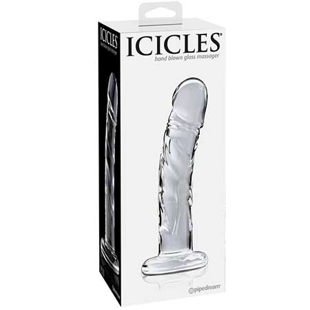 Pipedream Icicles No. 62 Curved Realistic 6.5 in. Glass Dildo Clear - Not Very Vanilla