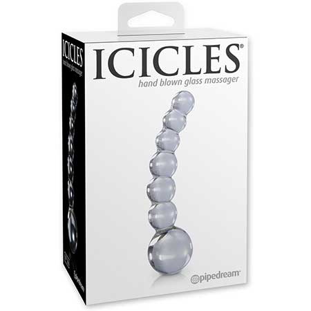 Pipedream Icicles No. 66 Curved Beaded 4.75 in. Glass Dildo Clear - Not Very Vanilla