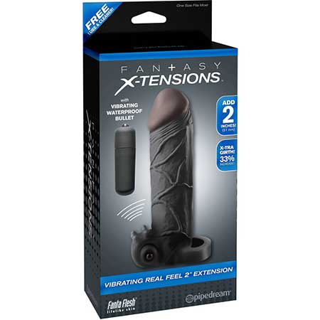 Pipedream Fantasy X-tensions Vibrating Real Feel 2 in. Extension With Ball Strap Black - Not Very Vanilla