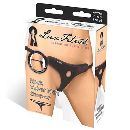 Lux Fetish Black Velvet Bikini Strap-On - Not Very Vanilla