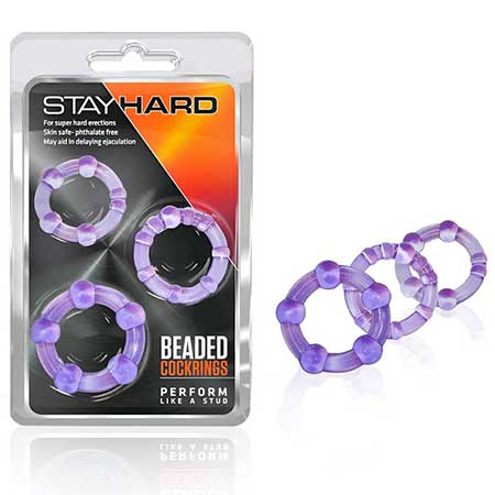 Blush Stay Hard Beaded Cockrings 3-Piece Set Purple - Not Very Vanilla