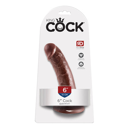 Pipedream King Cock 6 in. Cock Realistic Dildo With Suction Cup Brown - Not Very Vanilla