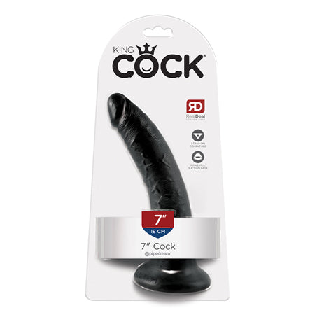 Pipedream King Cock 7 in. Cock Realistic Dildo With Suction Cup Black - Not Very Vanilla