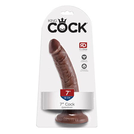 Pipedream King Cock 7 in. Cock Realistic Dildo With Suction Cup Brown - Not Very Vanilla