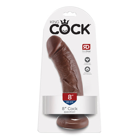 Pipedream King Cock 8 in. Cock Realistic Dildo With Suction Cup Brown - Not Very Vanilla