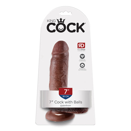 Pipedream King Cock 7 in. Cock With Balls Realistic Suction Cup Dildo Brown - Not Very Vanilla