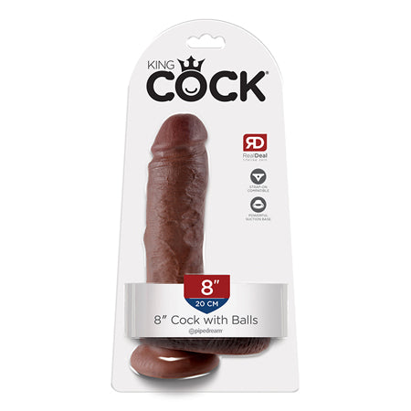 Pipedream King Cock 8 in. Cock With Balls Realistic Suction Cup Dildo Brown - Not Very Vanilla