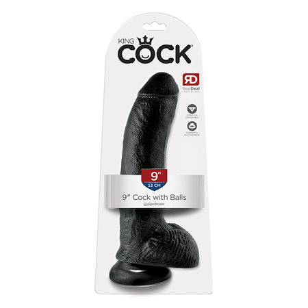 Pipedream King Cock 9 in. Cock With Balls Realistic Suction Cup Dildo Black - Not Very Vanilla