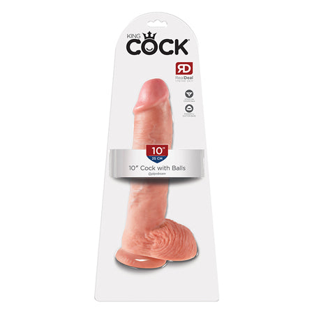 Pipedream King Cock 10 in. Cock With Balls Realistic Suction Cup Dildo Beige - Not Very Vanilla