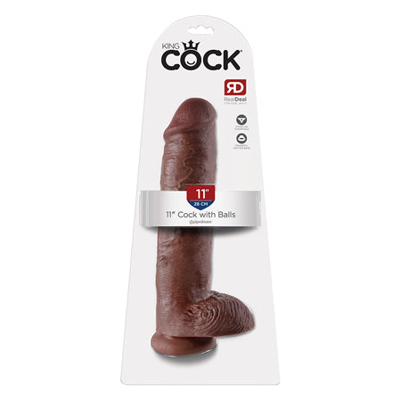 Pipedream King Cock 11 in. Cock With Balls Realistic Suction Cup Dildo Brown - Not Very Vanilla