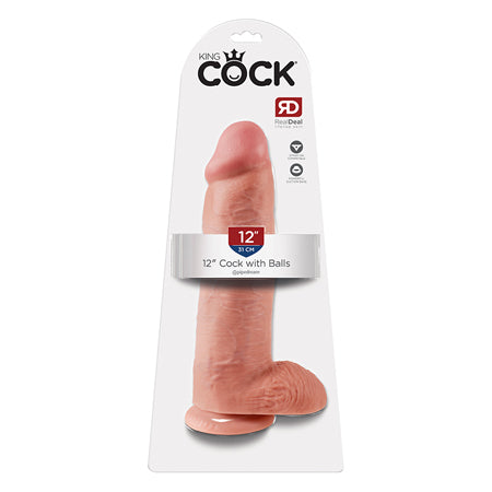 Pipedream King Cock 12 in. Cock With Balls Realistic Suction Cup Dildo Beige - Not Very Vanilla