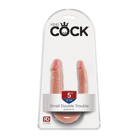 Pipedream King Cock Double Trouble Small 5 in. Realistic Dual-Ended Dildo Beige - Not Very Vanilla