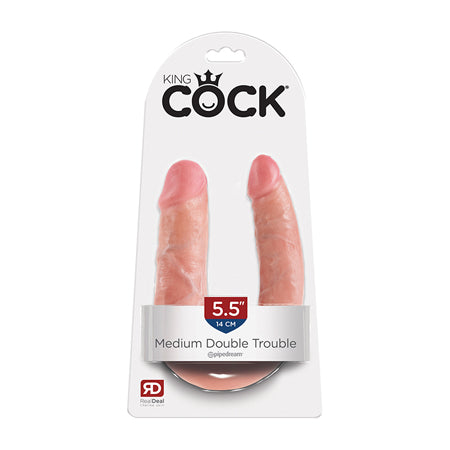 Pipedream King Cock Double Trouble Medium 5.5 in. Realistic Dual-Ended Dildo Beige - Not Very Vanilla