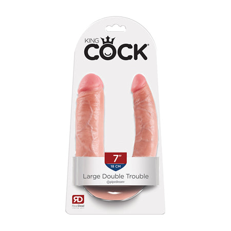 Pipedream King Cock Double Trouble Large 7 in. Realistic Dual-Ended Dildo Beige - Not Very Vanilla