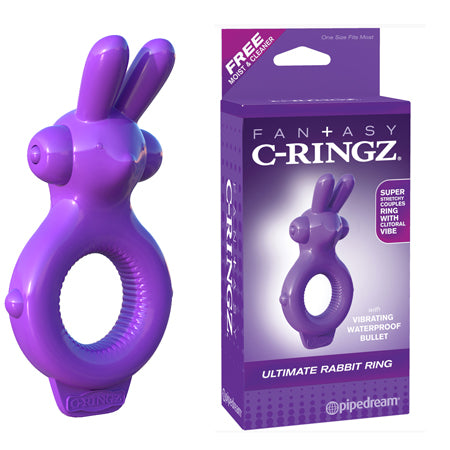 Pipedream Fantasy C-Ringz Vibrating Ultimate Rabbit Ring With Ears Purple - Not Very Vanilla