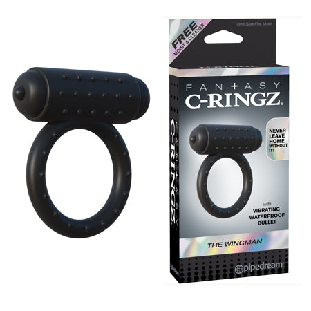 Pipedream Fantasy C-Ringz The Wingman Vibrating Cockring Black - Not Very Vanilla