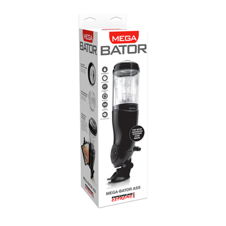 PDX Mega-Bator Ass Rechargeable Rotating Thrusting Stroker With Hands-Free Suction Cup Clear/Black - Not Very Vanilla