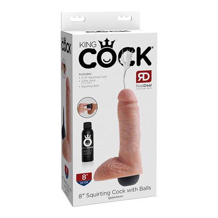 Pipedream King Cock 8 in. Squirting Cock With Balls Realistic Dildo Beige - Not Very Vanilla