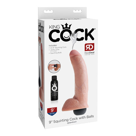 Pipedream King Cock 9 in. Squirting Cock With Balls Realistic Dildo Beige - Not Very Vanilla