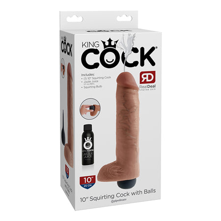 Pipedream King Cock 10 in. Squirting Cock With Balls Realistic Dildo Beige - Not Very Vanilla