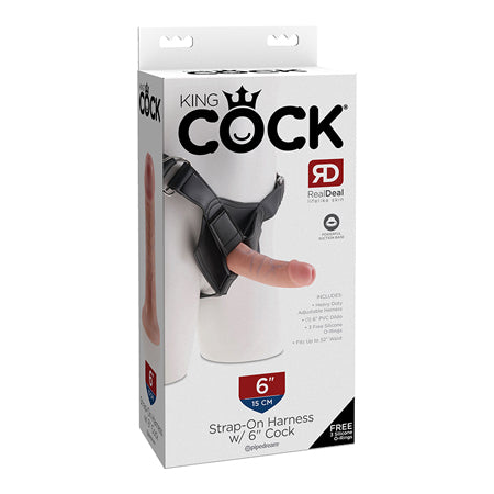 Pipedream King Cock Strap-On Harness With 6 in. Cock Beige - Not Very Vanilla