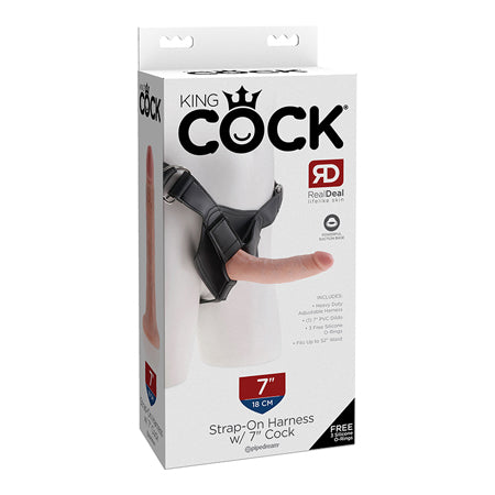 Pipedream King Cock Strap-On Harness With 7 in. Cock Beige - Not Very Vanilla