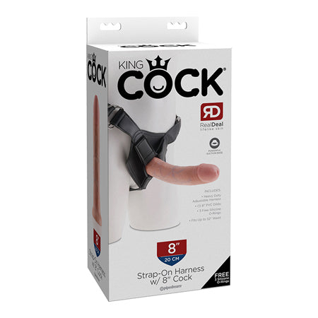 Pipedream King Cock Strap-On Harness With 8 in. Cock Beige - Not Very Vanilla