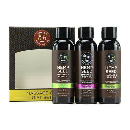 Earthly Body Hemp Seed Massage Oil 3-Piece Gift Set 2 oz. - Not Very Vanilla