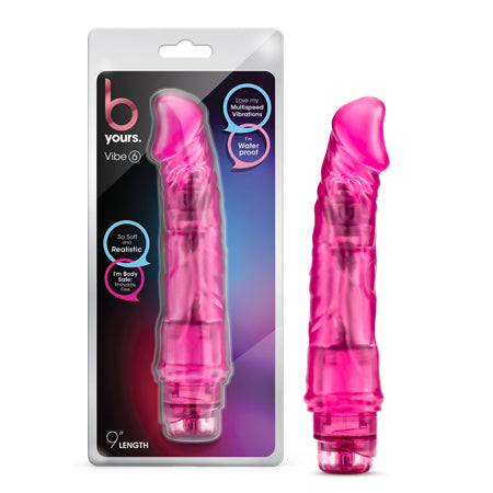 Blush B Yours Vibe 6 Realistic 9.25 in. Vibrating Dildo Pink - Not Very Vanilla